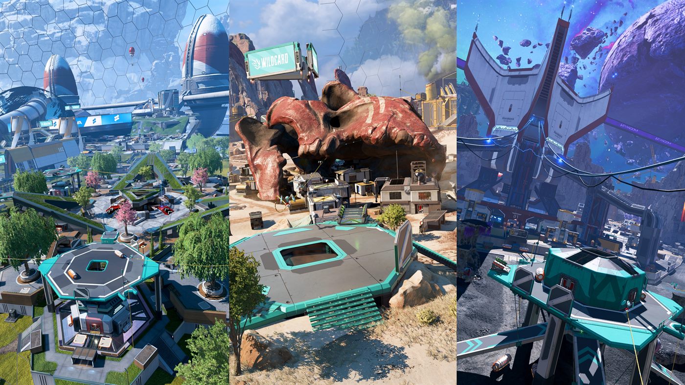 Power Trip map rotation showing Olympus, Kings Canyon, and Broken Moon